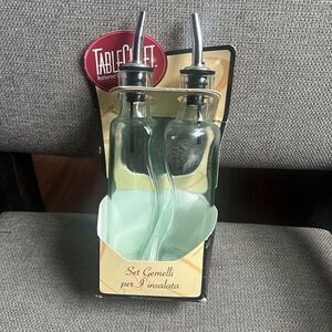 Tablecraft Gemelli Set Oil and Vinegar Bottles Tinted Green SET of Two 8.5 oz